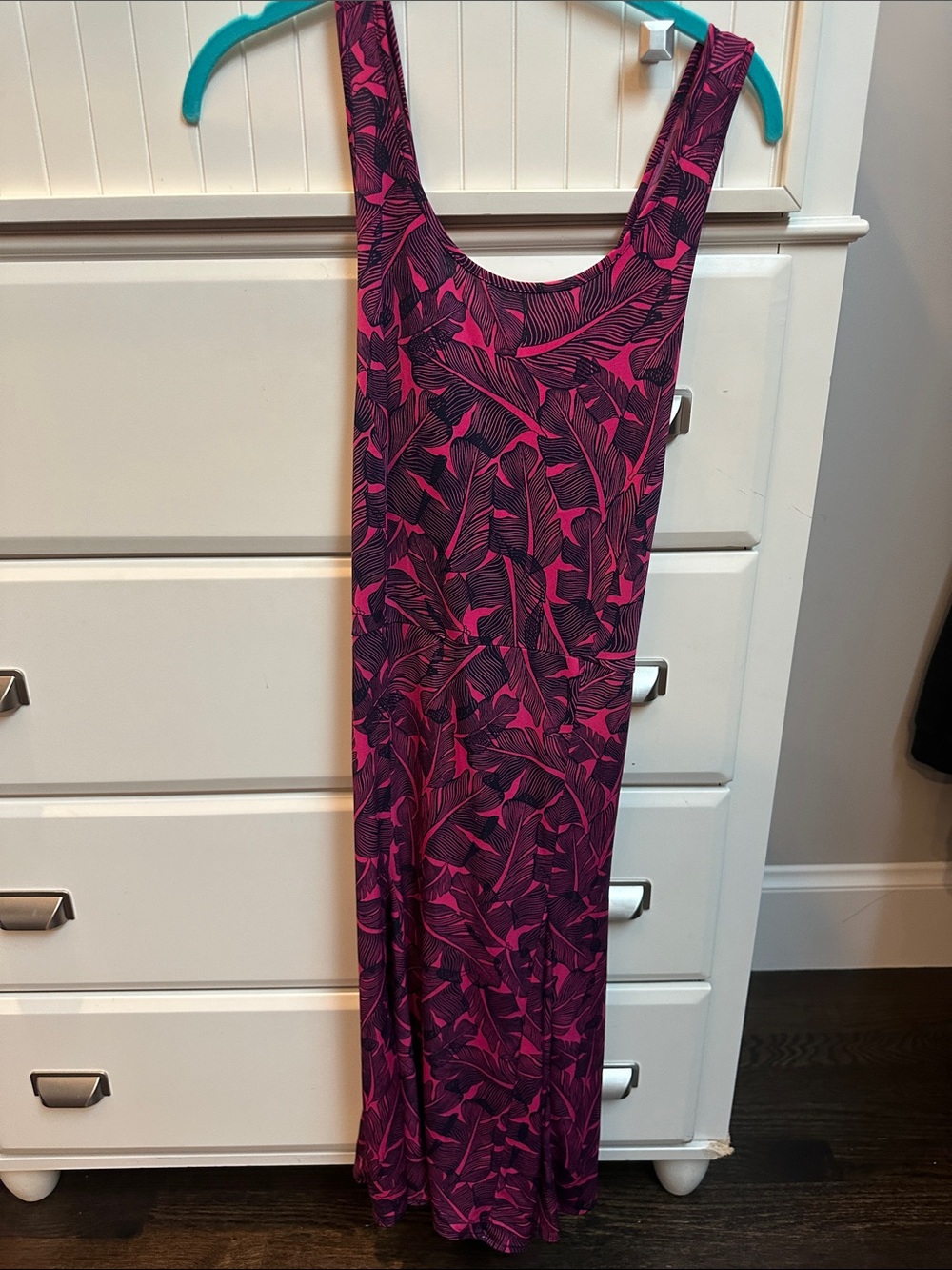Banana Republic Pink and Black Patterned Midi Dress